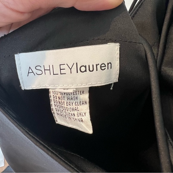 Lauren Ashley Black Satin Cowl Bodice Gown with Slit, Size 2 - Picture 10 of 13